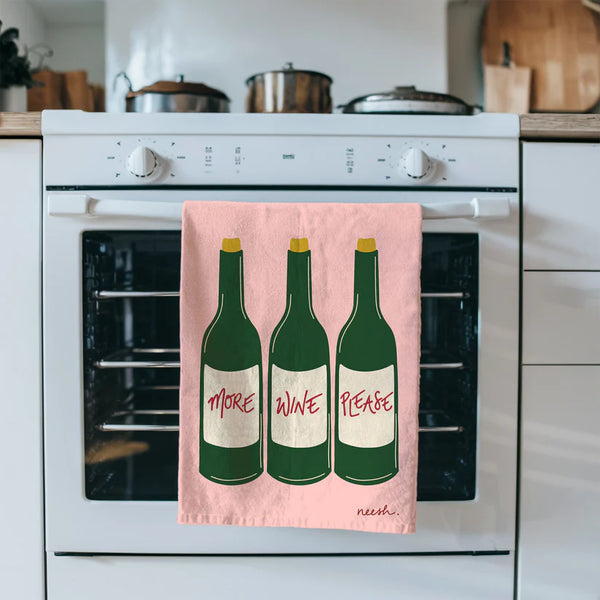More Wine Please Tea Towel