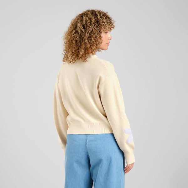 Dedicated Kanan Application Flower Vanilla White Cardigan
