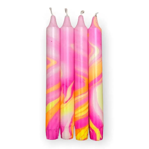 Pink & Yellow Candle Pair