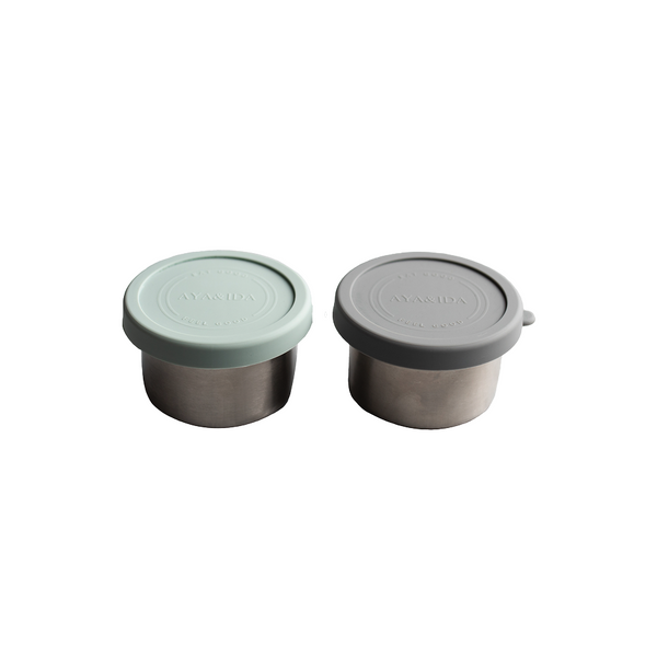 Aya & Ida Mint Green and grey 100ml snack containers