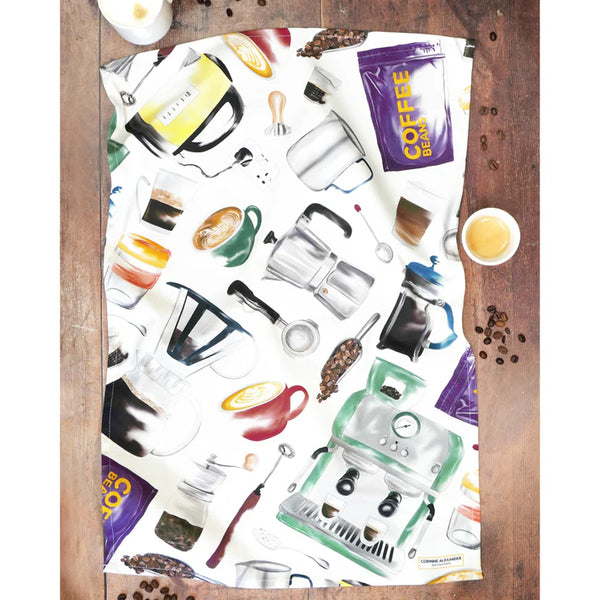 Corinne Alexander But First, Coffee tea towel
