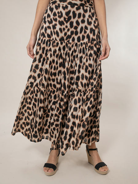 Nooki Dominica Leopard Print Tiered Skirt