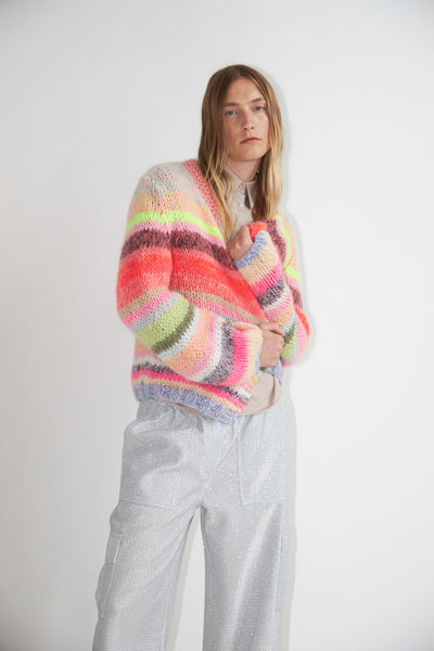 DAWNXDARE Gabi Bold Multi striped cardigan