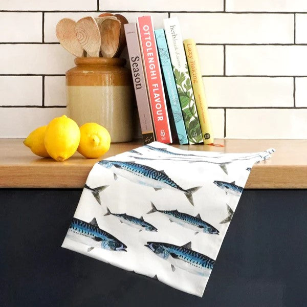 Corinne Alexander mackerel cotton tea towel