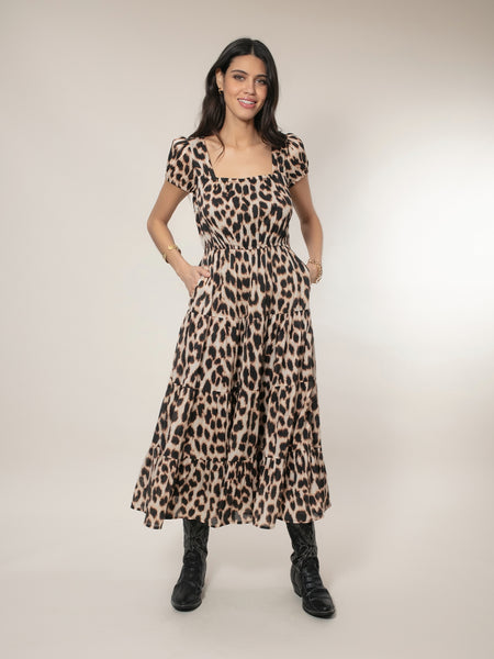 Nooki Martha Leopard Print Tiered Dress