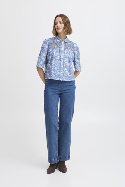 Noie short sleeve blue blouse by Atelier Reve
