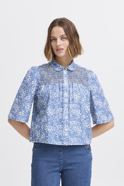 Noie short sleeve blue blouse by Atelier Reve