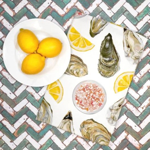 Corinne Alexander Oysters cotton tea towel