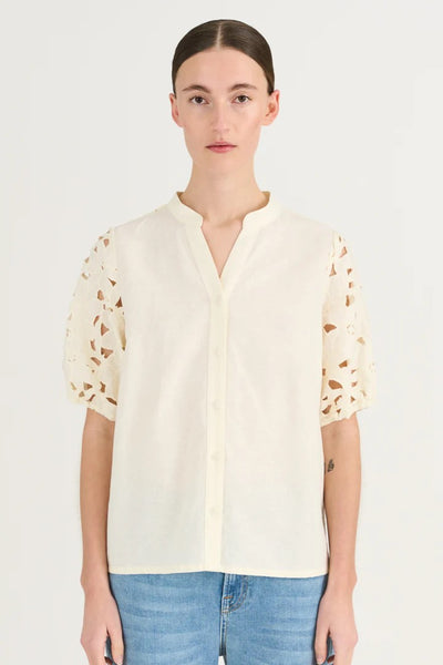 Pieszak Ecru Short Sleeve Pina Blouse