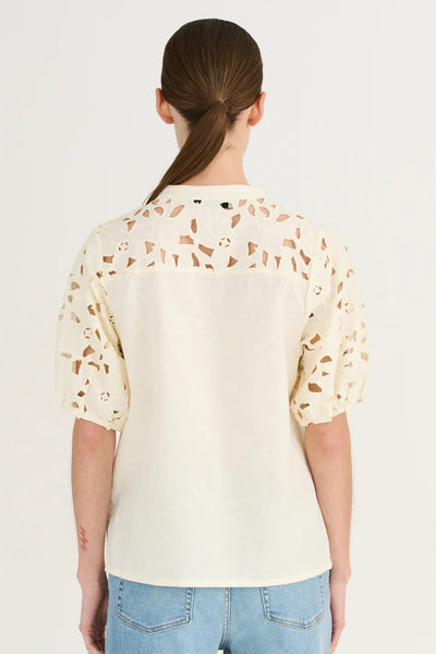 Pieszak Ecru Short Sleeve Pina Blouse
