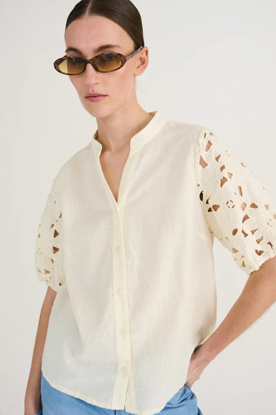 Pieszak Ecru Short Sleeve Pina Blouse