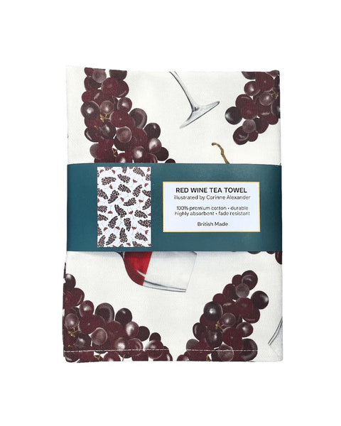 Corinne Alexander Red Wine Grapes tea towel