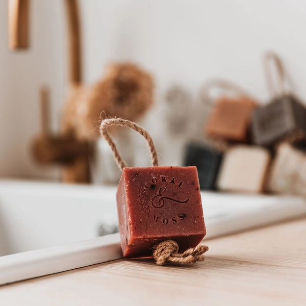 Coral & Moss Rose Chunky Soap on a Rope