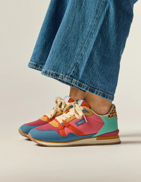 Odaje Andrée Leopard Blue Bordeaux Mustard Sneakers