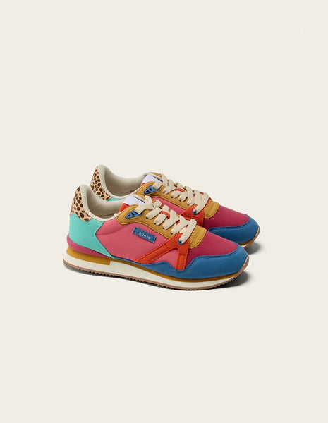 Odaje Andrée Leopard Blue Bordeaux Mustard Sneakers