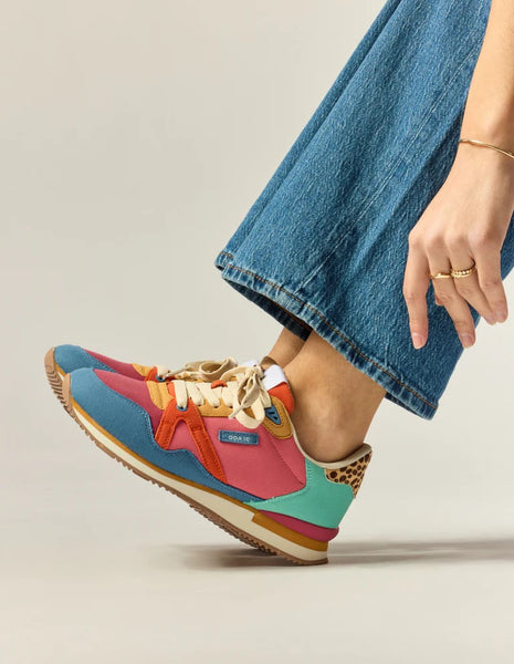 Odaje Andrée Leopard Blue Bordeaux Mustard Sneakers