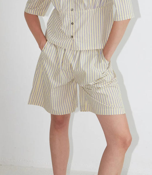 DAWNXDARE Sidney Pale Yellow Striped Shorts