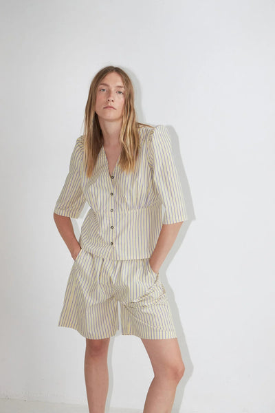 DAWNXDARE Sidney Pale Yellow Striped Shorts