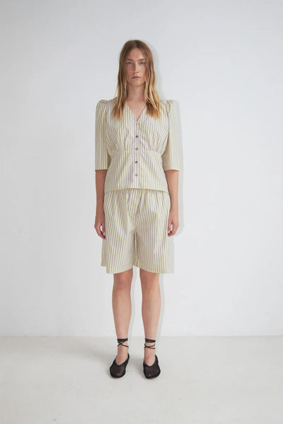 DAWNXDARE Sidney Pale Yellow Striped Shorts
