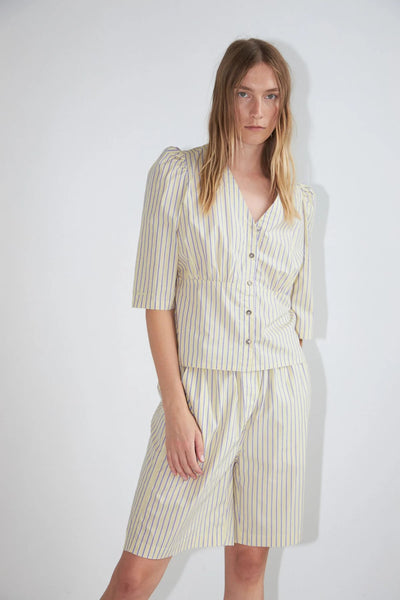 DAWNXDARE Sidney Pale Yellow Striped Shorts