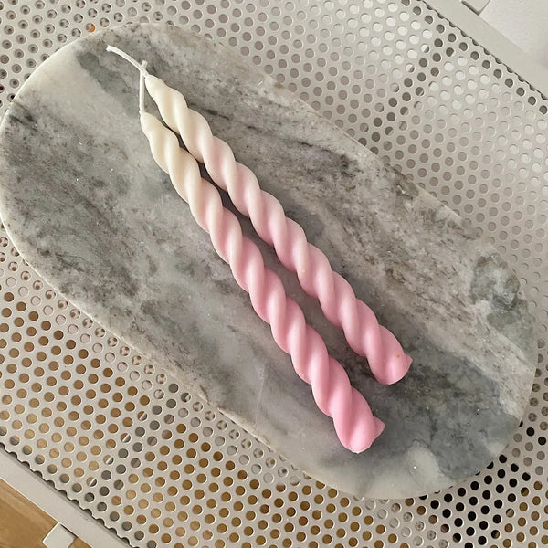 Strawberry Whip Ombre Twirl Candle Pair