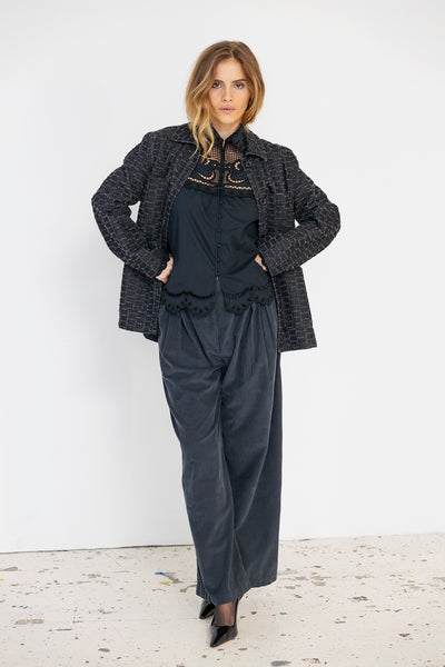 Project AJ117 Tailor Cord trousers in black (Midnight)