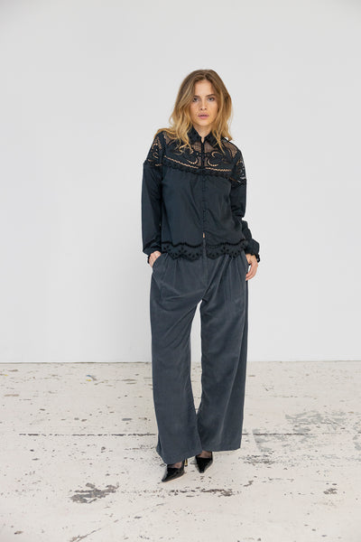 Project AJ117 Tailor Cord trousers in black (Midnight)