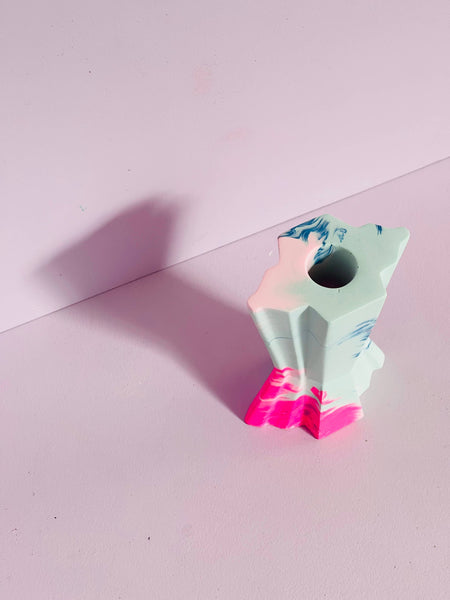 Mint & Pink Jesmonite Candle Holder
