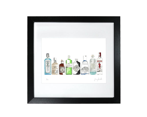 Corinne Alexander gin bottle limited edition framed print
