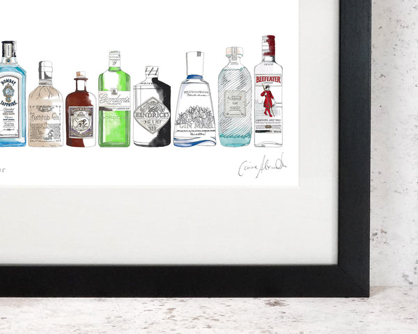 Corinne Alexander gin bottle limited edition framed print