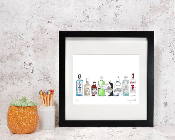 Corinne Alexander gin bottle limited edition framed print
