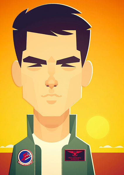 Stanley Chow print of Tom Cruise as Maverick in Top Gun