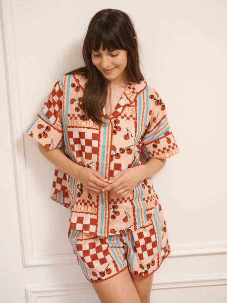 Tomato Kisses Pink Voile Oversize Shortie Pyjamas