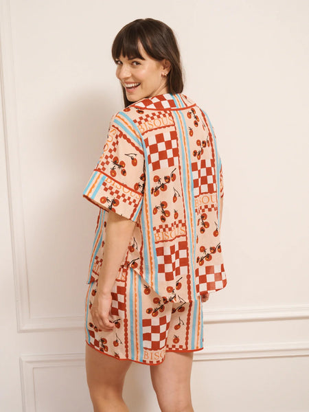 Tomato Kisses Pink Voile Oversize Shortie Pyjamas