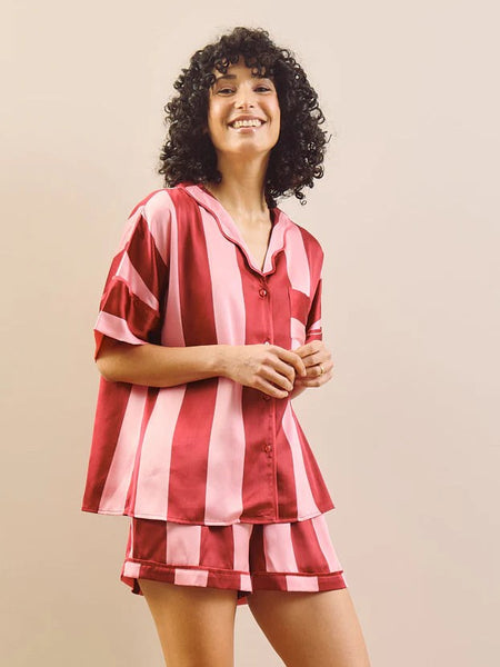 Pink Stripe Shortie Oversize Pyjamas