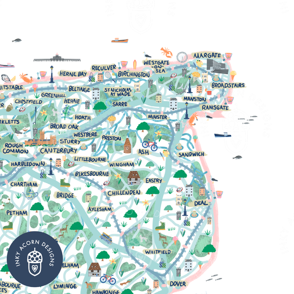Kent Illustrated Map Print