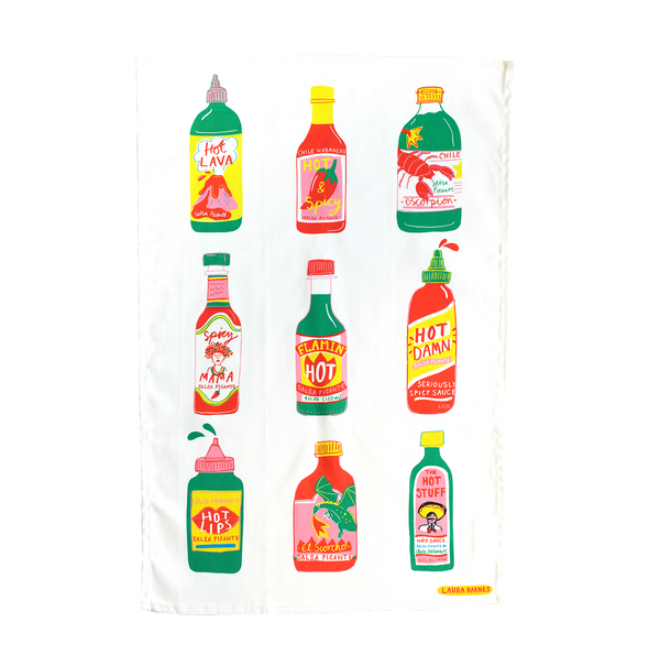 Laura Barnes hot sauce tea towel