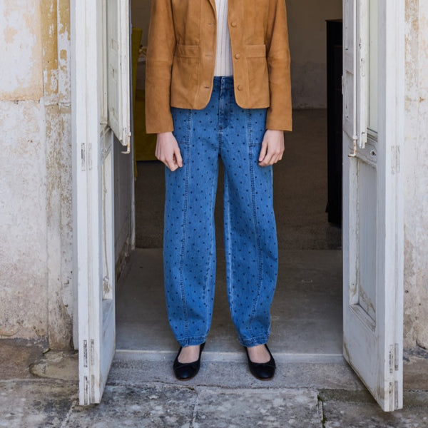 Denim blue polka dot Caroline jeans from Atelier Reve