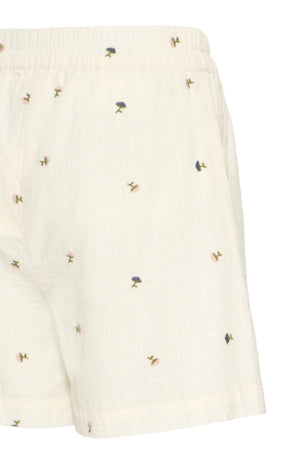 Flower embroidered cream Mary Shorts from Atelier Reve