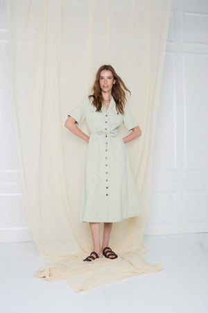Atelier Rêve Kunis Dress in sage green.