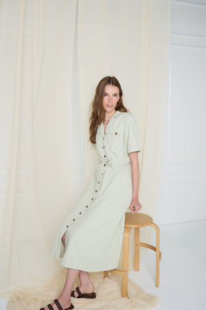 Atelier Rêve Kunis Dress in sage green.