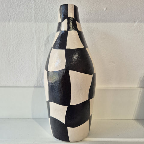 Black and White Check Vase