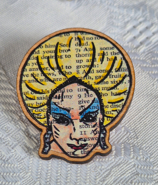 St. Divine Wooden Pin Badge