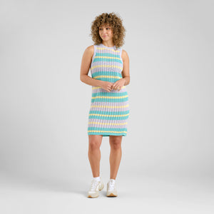 Dedicated Kramfors Crochet Stripe Multi Colour Knitted Dress