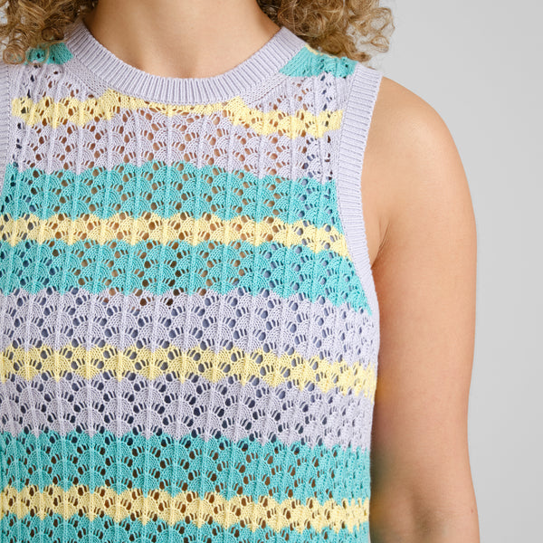 Dedicated Kramfors Crochet Stripe Multi Colour Knitted Dress