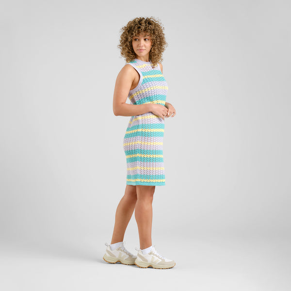 Dedicated Kramfors Crochet Stripe Multi Colour Knitted Dress