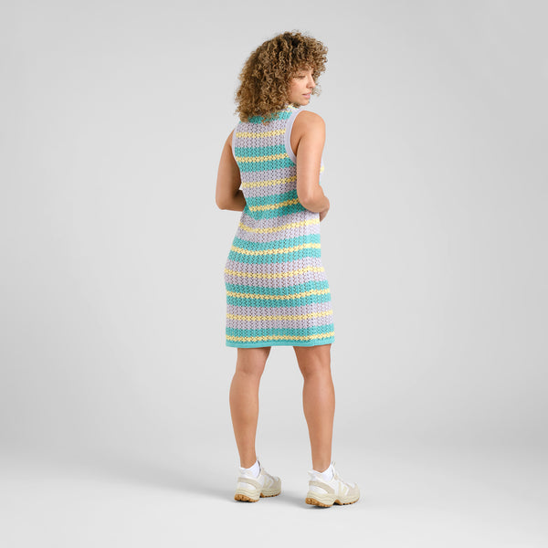 Dedicated Kramfors Crochet Stripe Multi Colour Knitted Dress