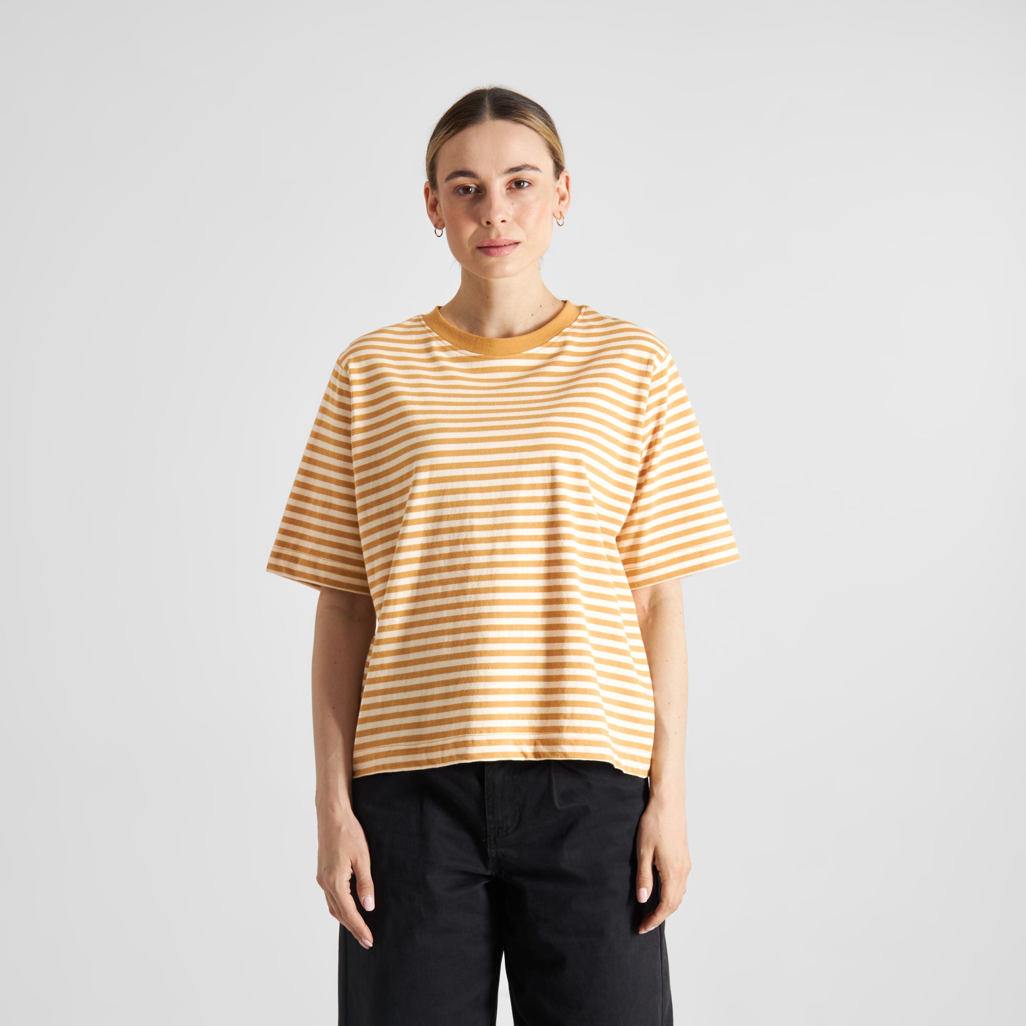 Dedicated Vadstena Stripes Gold Yellow Amber T-shirt