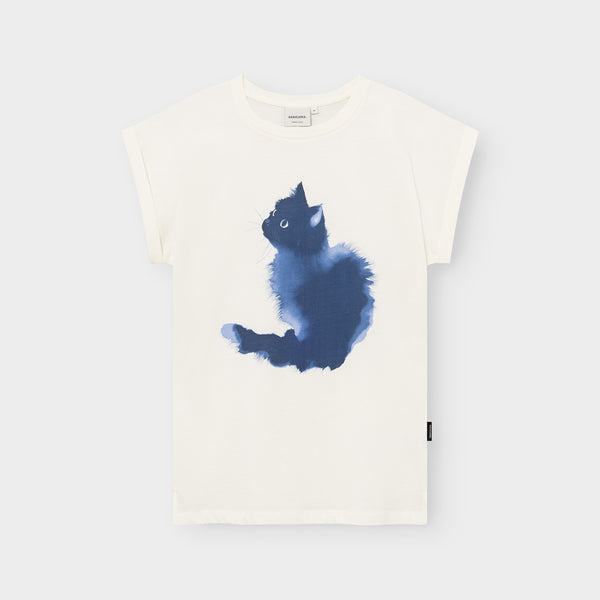 Watercolour Cat Visby Black T-shirt