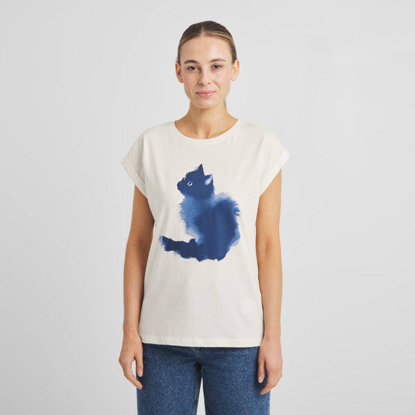 Watercolour Cat Visby Black T-shirt